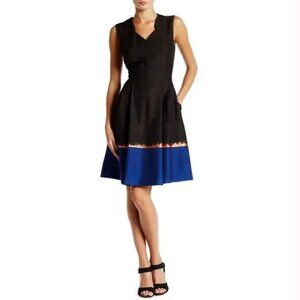 Gorgeous Hugo Boss Olive Fantasy Blue DOLENA Jacquard Dress-Size 6